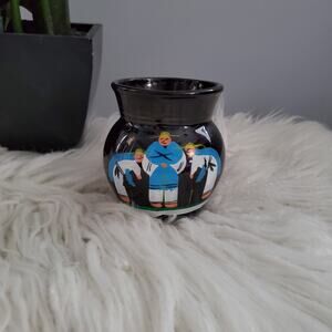 Mexican Hand Painted Folk Art Red Ware Pottery Mug